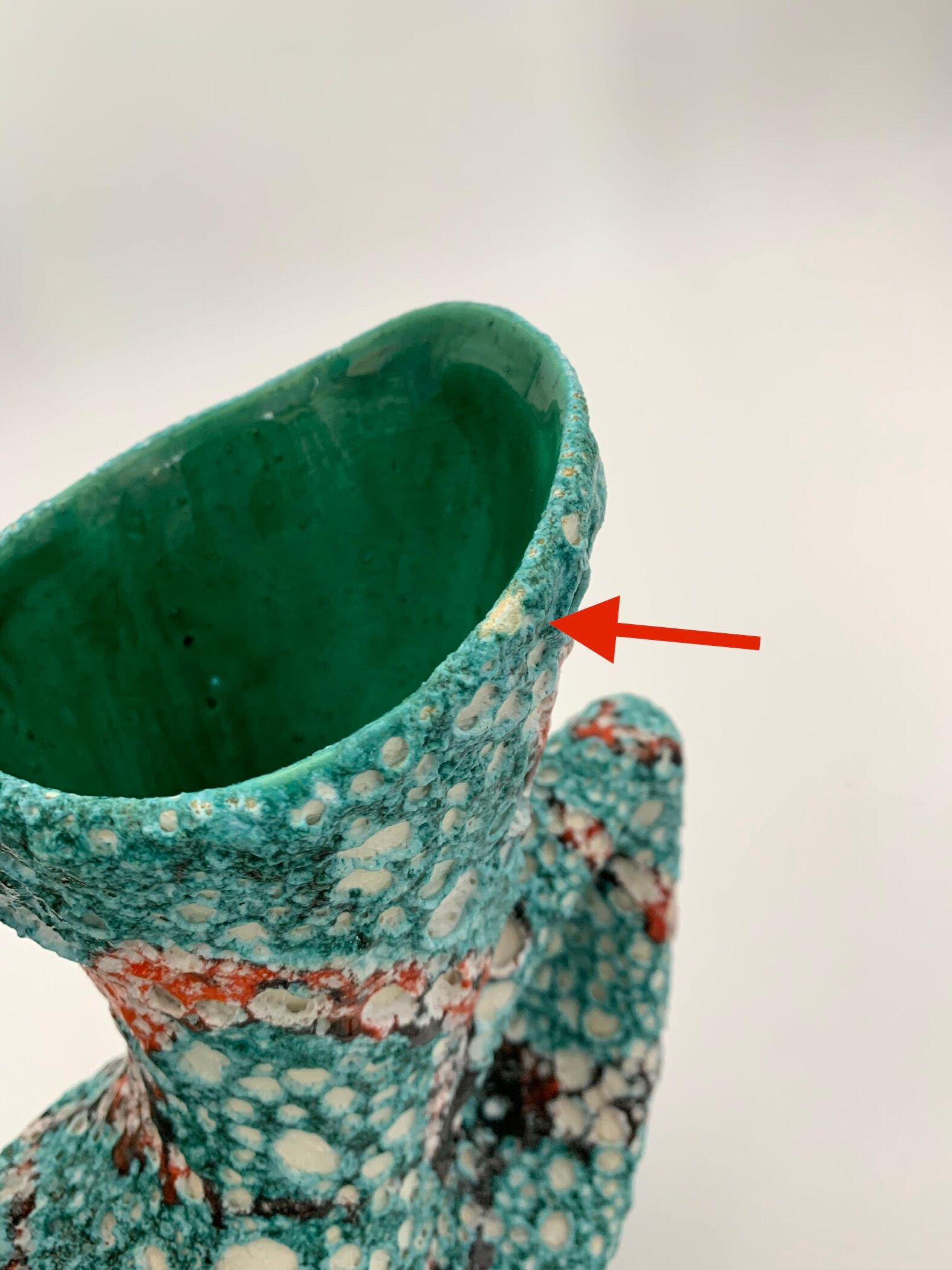 Vintage ceramic vase from vallauris, enamel "fat lava" 1960s