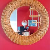 Rattan mirror 60s 47cm