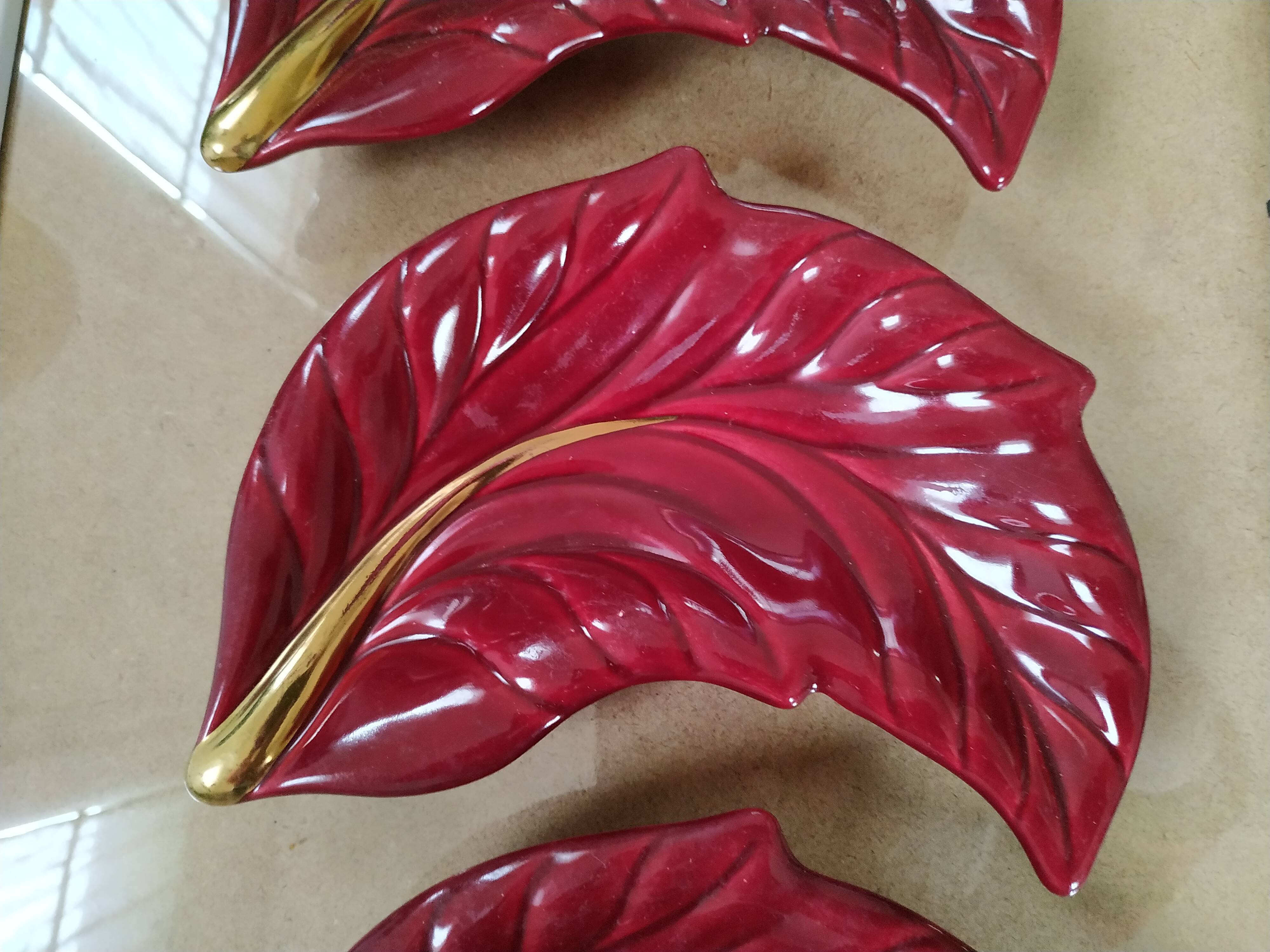 Lot of 3 service cups red and gold verceram