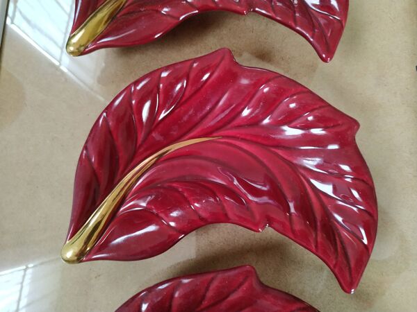 Lot de 3 coupelles de service verceram rouge et or