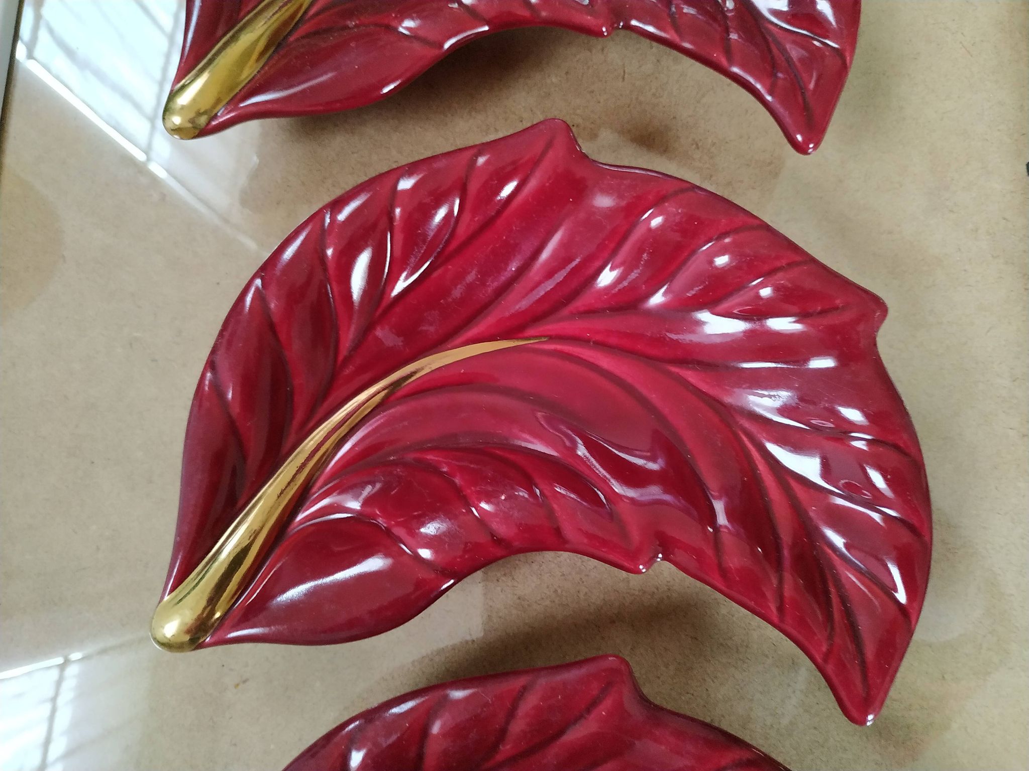 Lot of 3 service cups red and gold verceram
