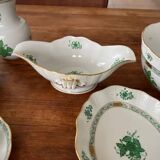 Gorgeous Herend Hungary Apponyi Chinese Bouquet Green Complete Dinner, Brea