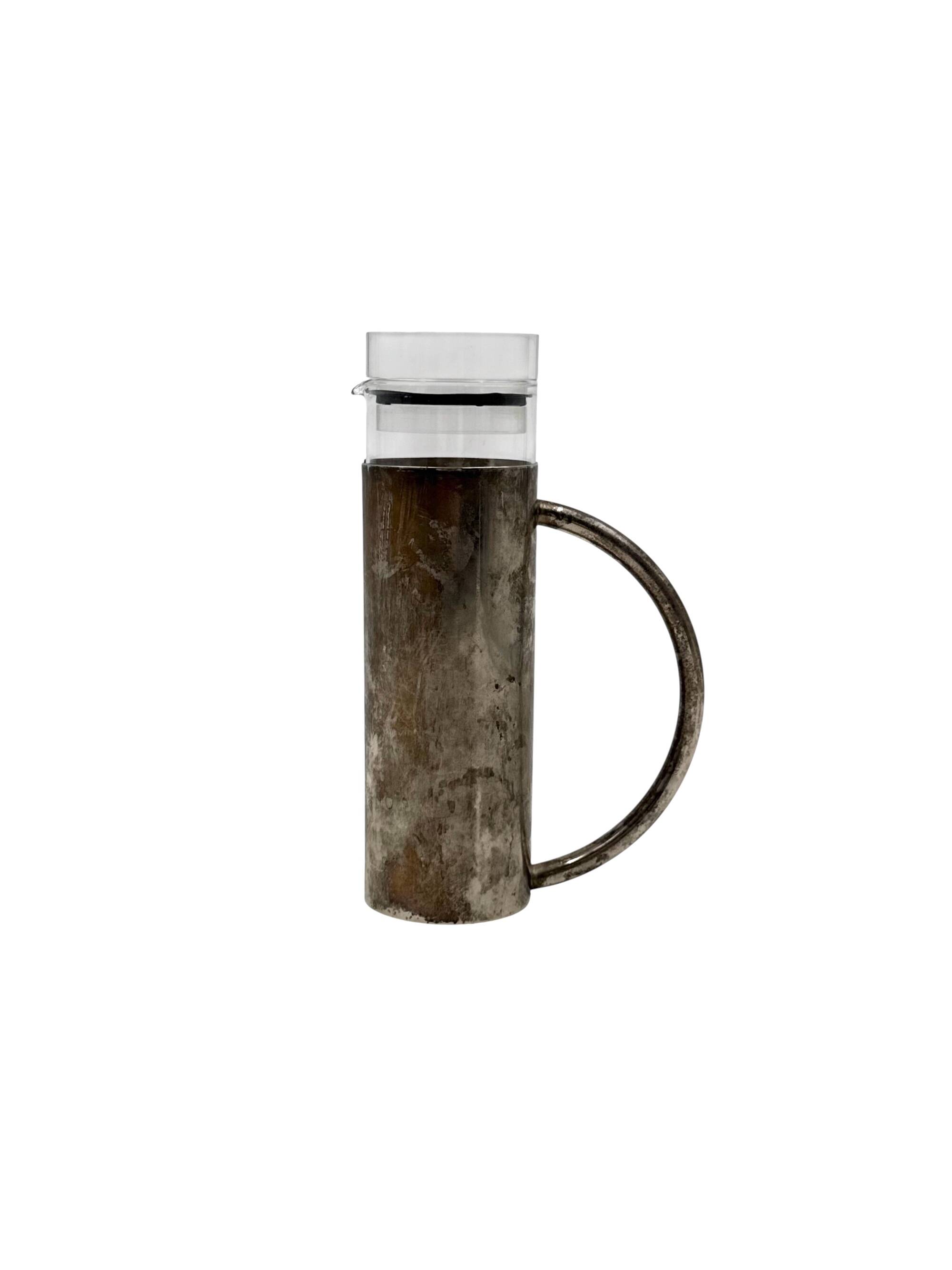 Modern silverplated and glass cruet mod. Oilvine, Lino Sabattini Italy 1970