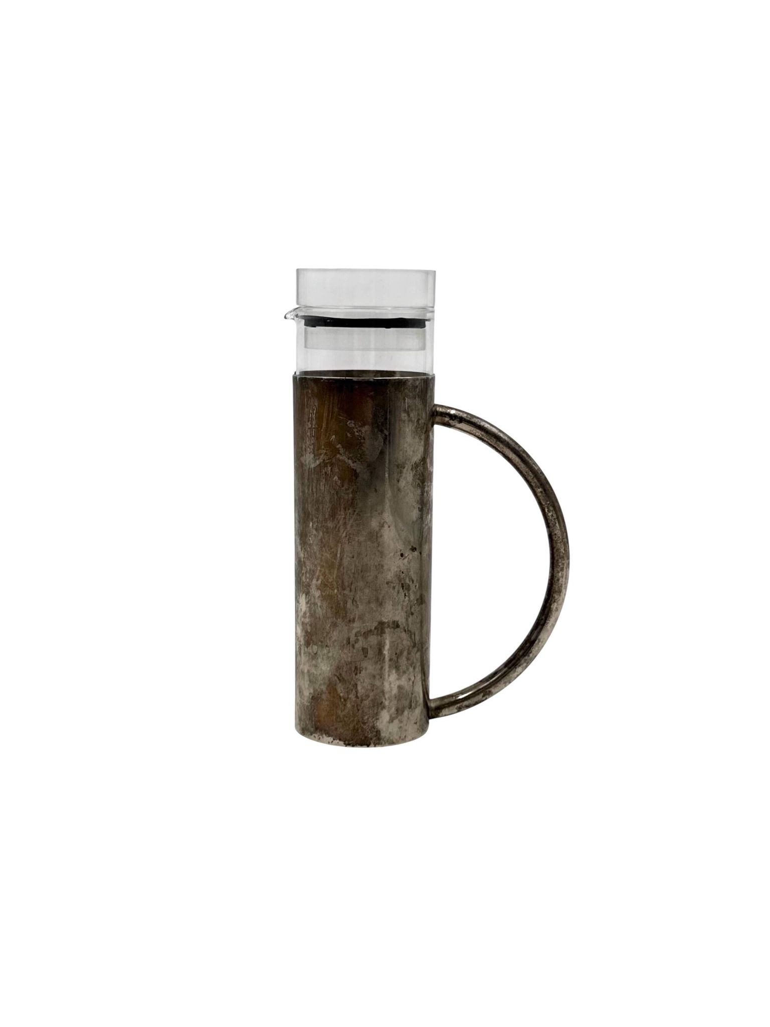 Modern silverplated and glass cruet mod. Oilvine, Lino Sabattini Italy 1970