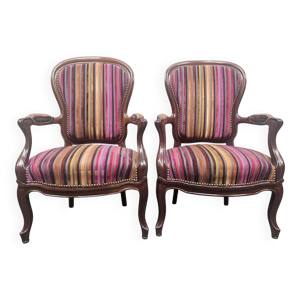 Paire de fauteuils Louis - velours