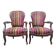 Paire de fauteuils Louis Philippe en velours rayé multicolore