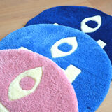 Tapis rond visage bleu 54x54cm