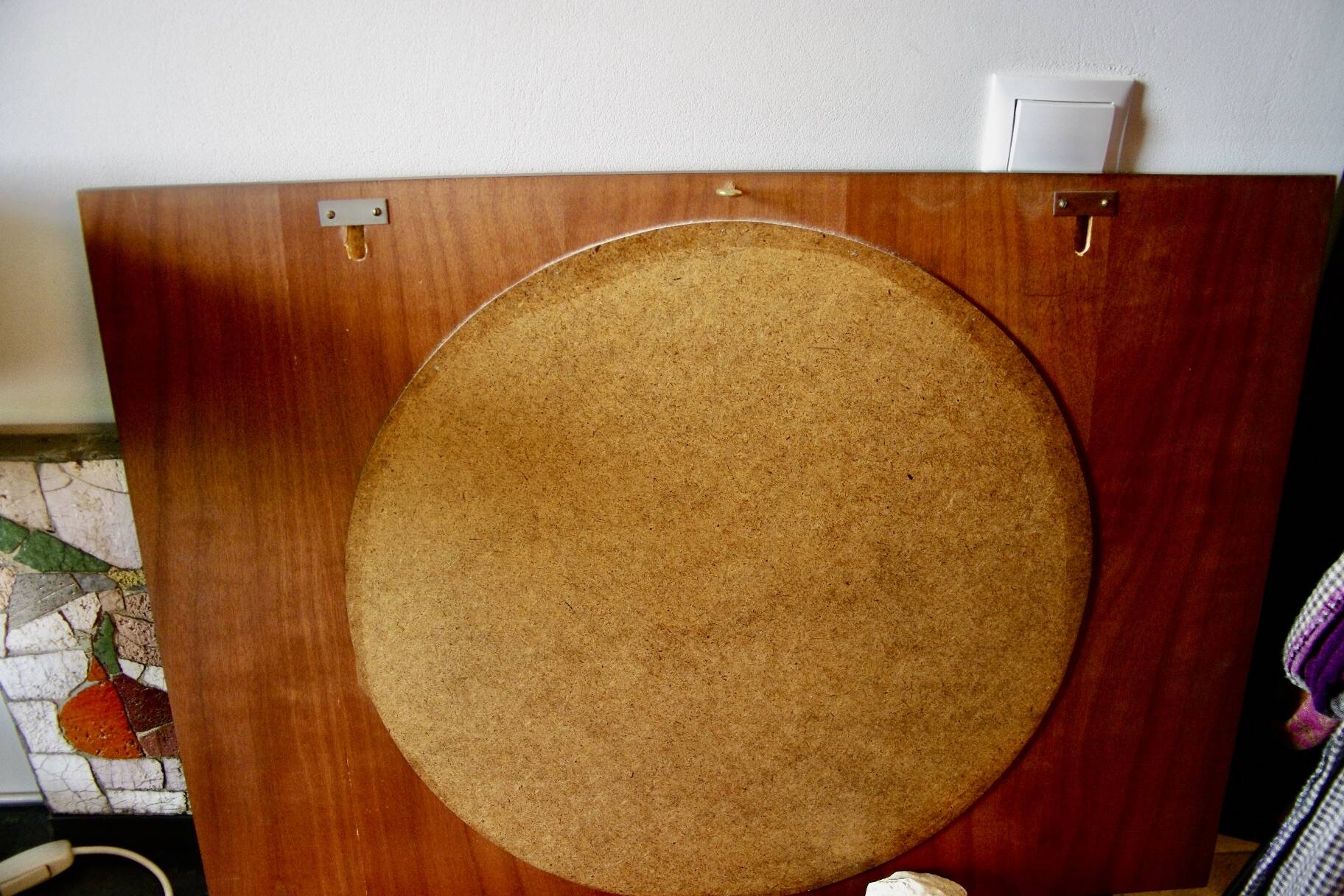 Vintage rosewood and ceramic mirror by berthold muller 1950