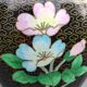 Asian handcrafted decorative vase in cloisonné enamels, neck outline & brass base