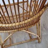 Large vintage rattan armchair