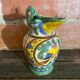 Antique Style Monaco Perugia Ceramic Pitcher with Multicolored Bird Decoration