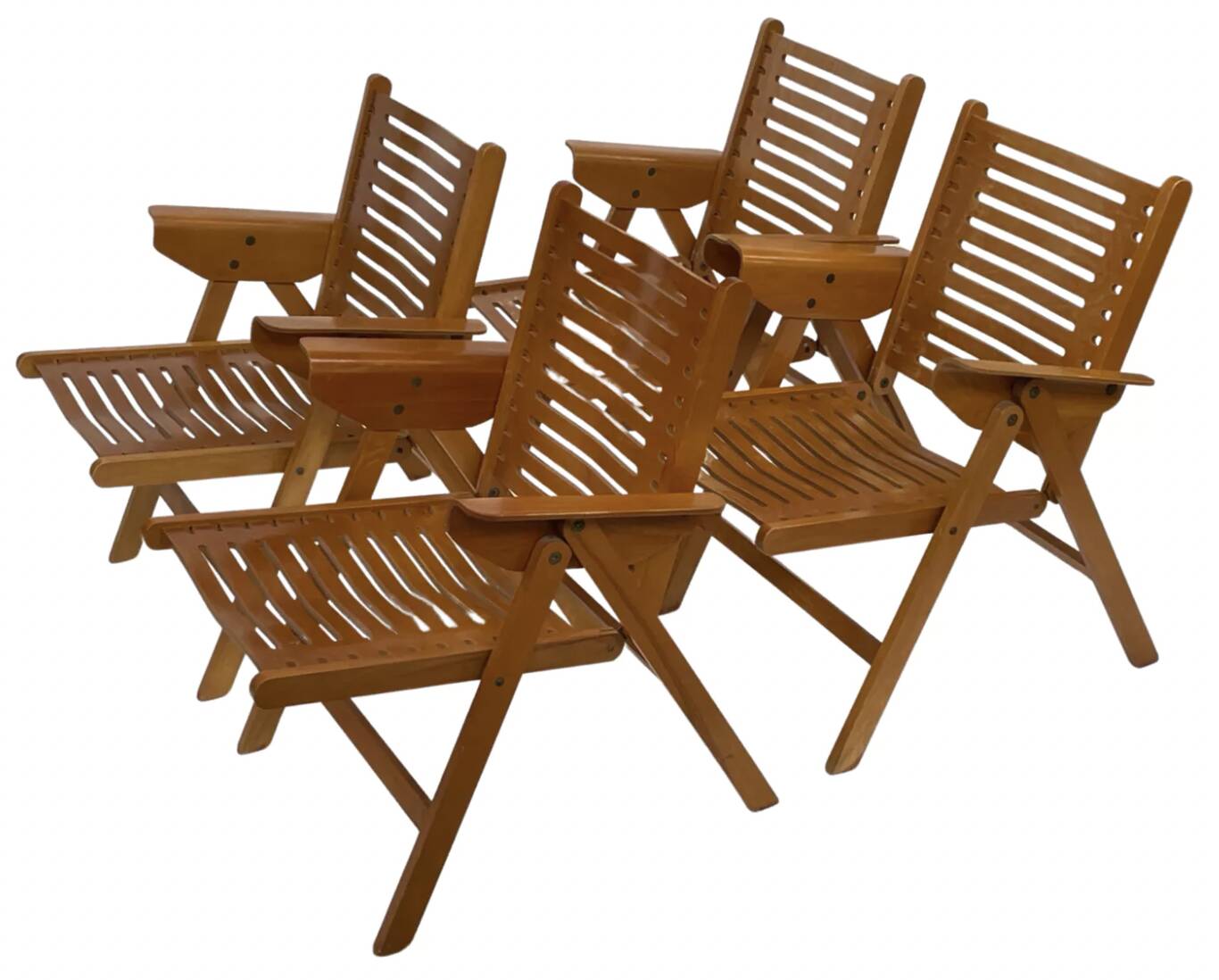 Ensemble vintage de quatre chaises pliantes Rex en contreplaqué, design Niko Kralj, 1950