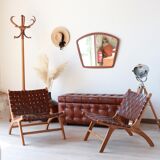 Pair of Teak & Leather heaters - model "Los Angeles" - Olivier de Schrijver