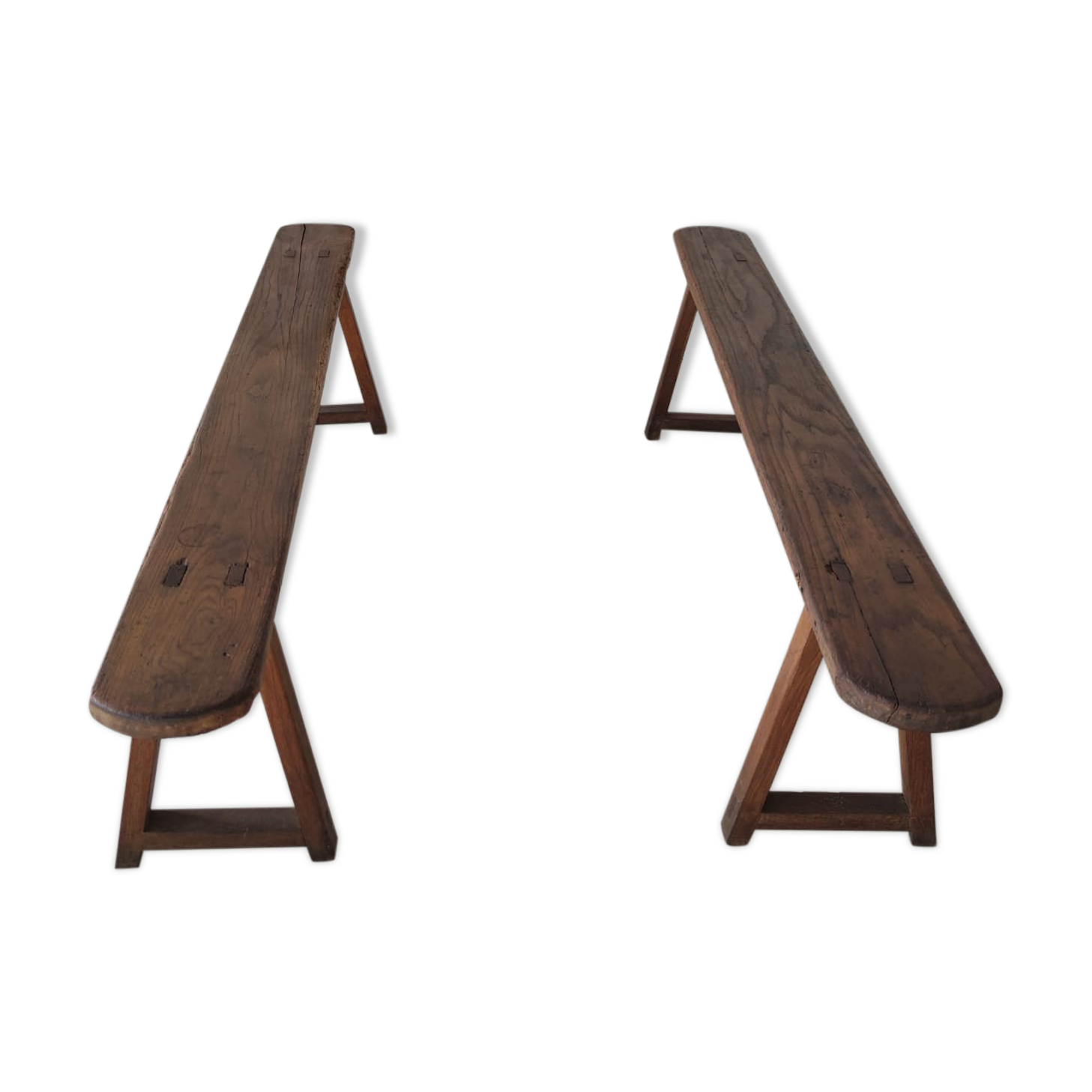 Pair of solid oak benches