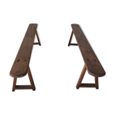Pair of solid oak benches