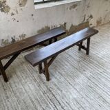 Paire de bancs en chêne massif