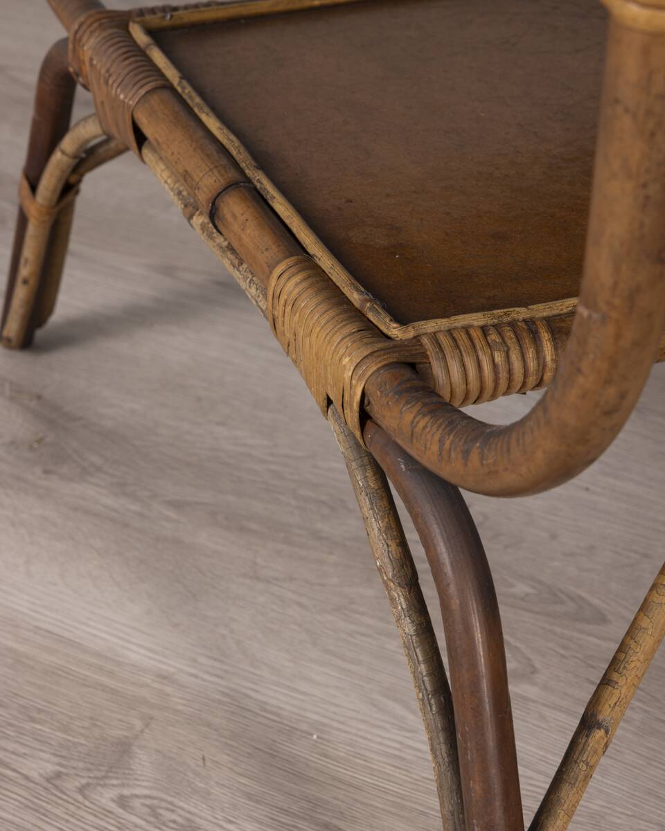 Vintage 1960s Italian design bamboo and wood side table