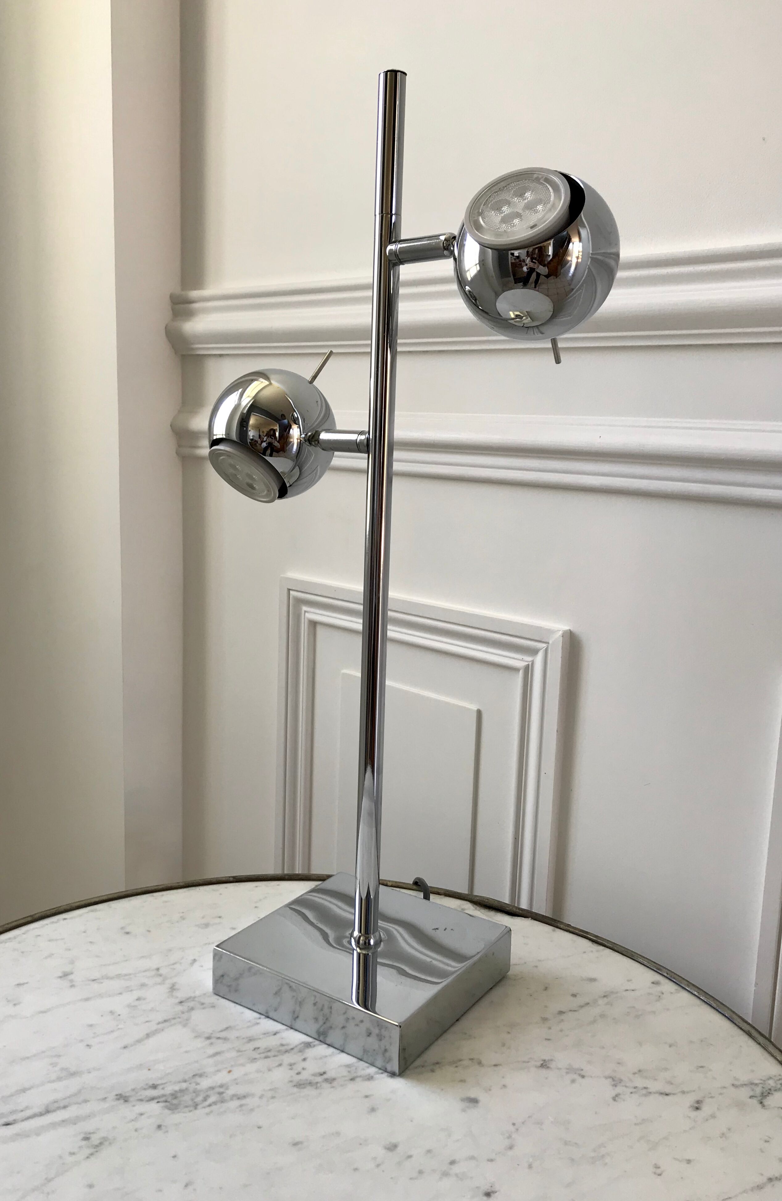 Modular eyeball lamp chrome 70s-80s