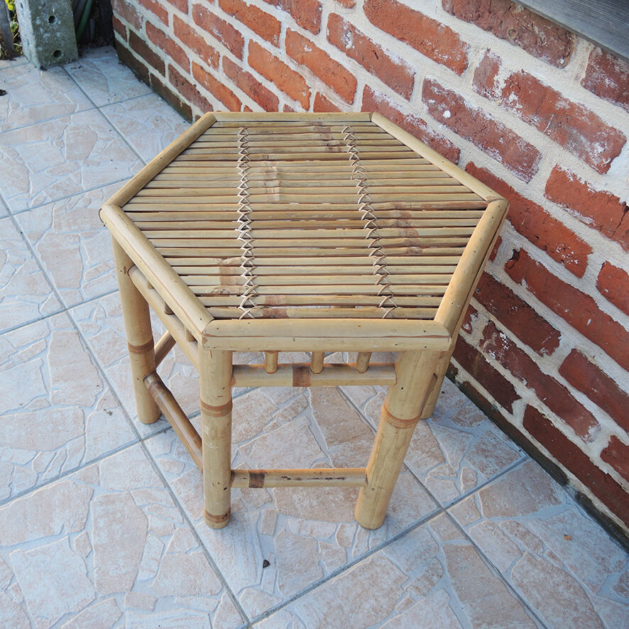Old octagonal bamboo side table