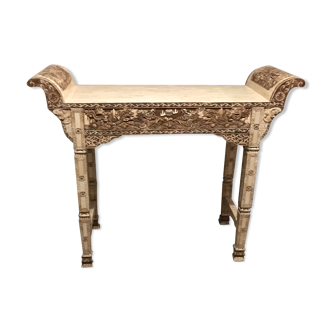 Console carved in wood and white bone