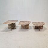 Set of 3 italian marble coffee or side tables, 1970s
