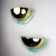 Pair of modernist design half moon wall lamps by Fase, Spain, 1980s