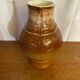 Antique strehla ceramic pitcher brown beige white interior vintage