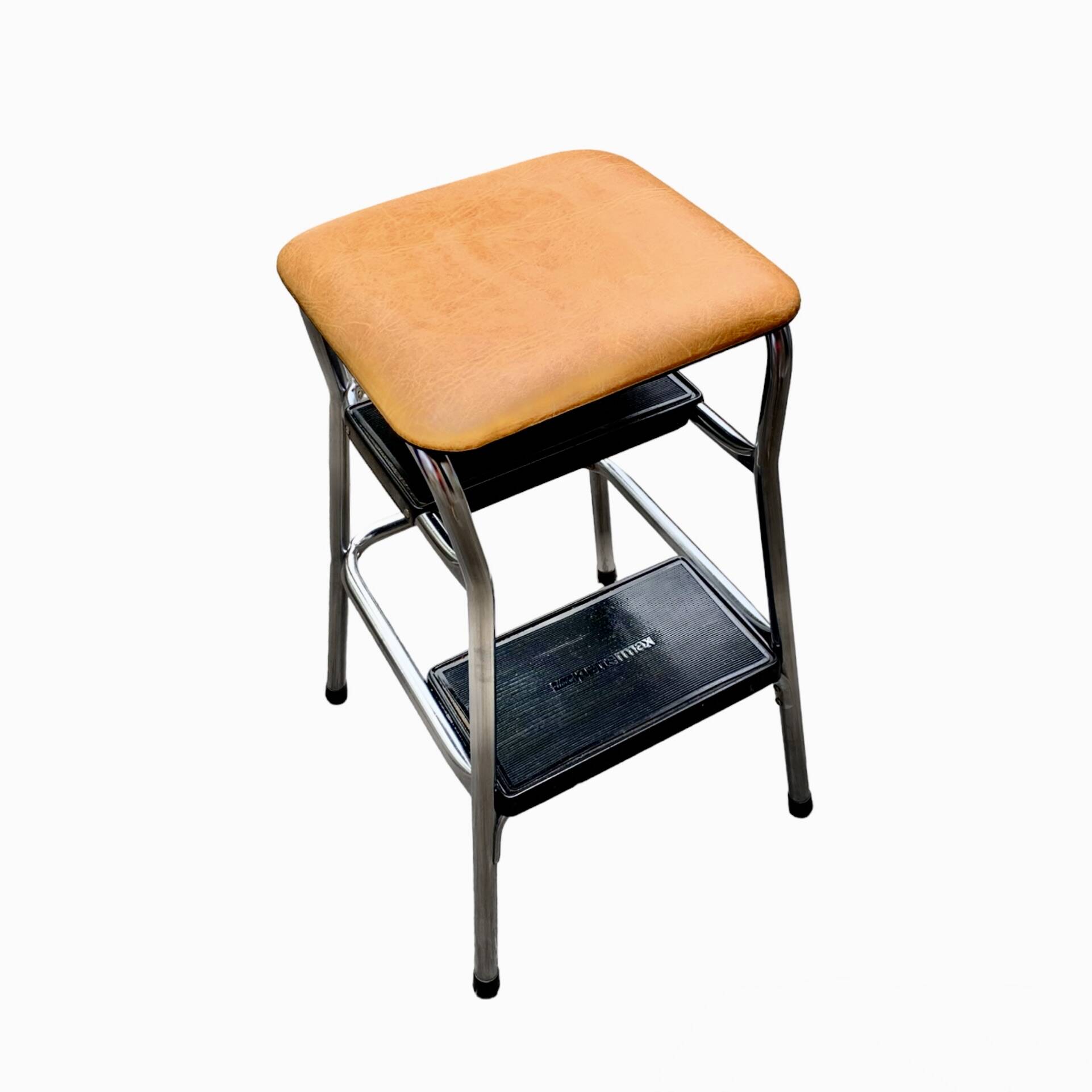 Vintage step stool in Skai and chrome metal - Hailo Klettermax