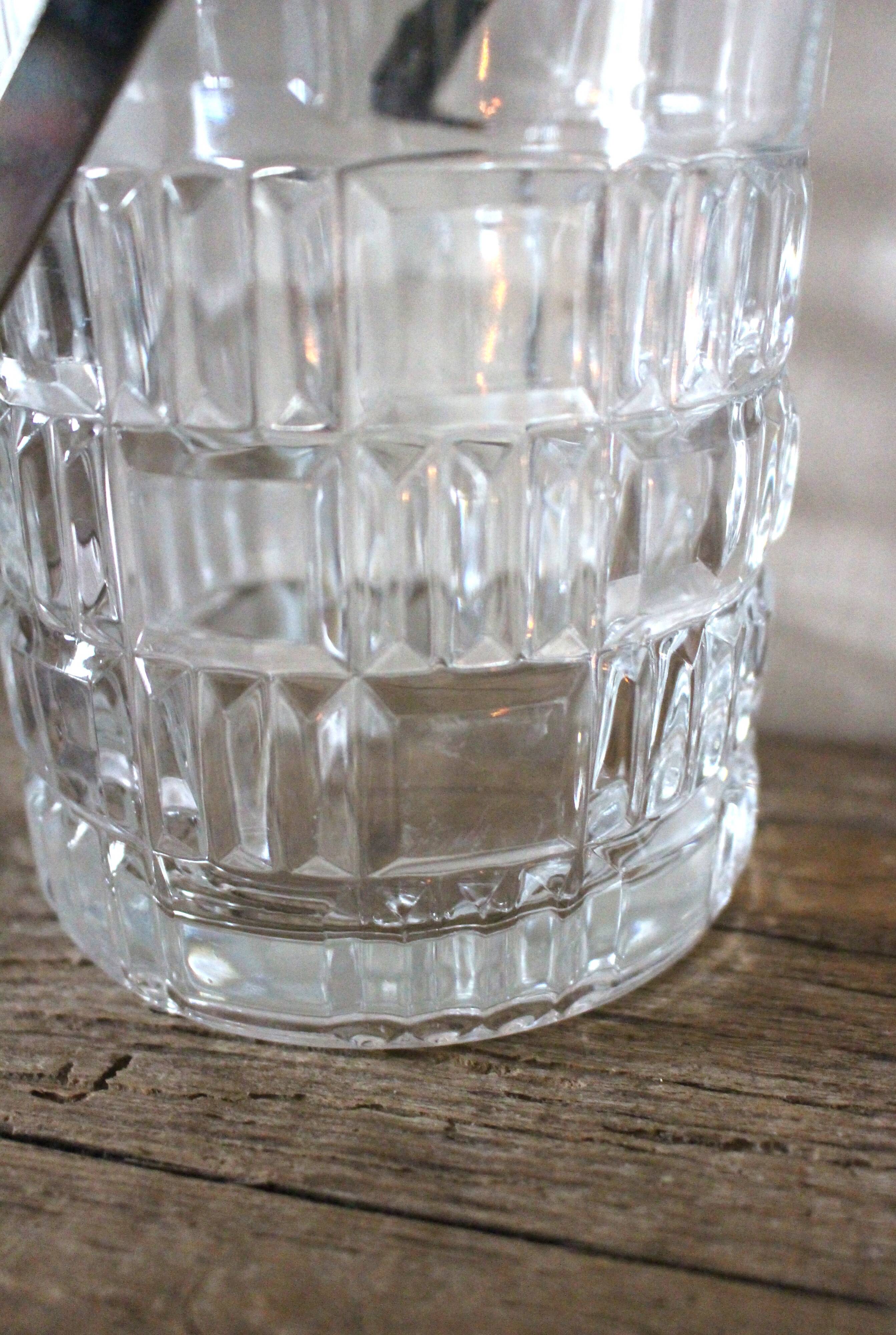 Vintage glass ice bucket with metal handle