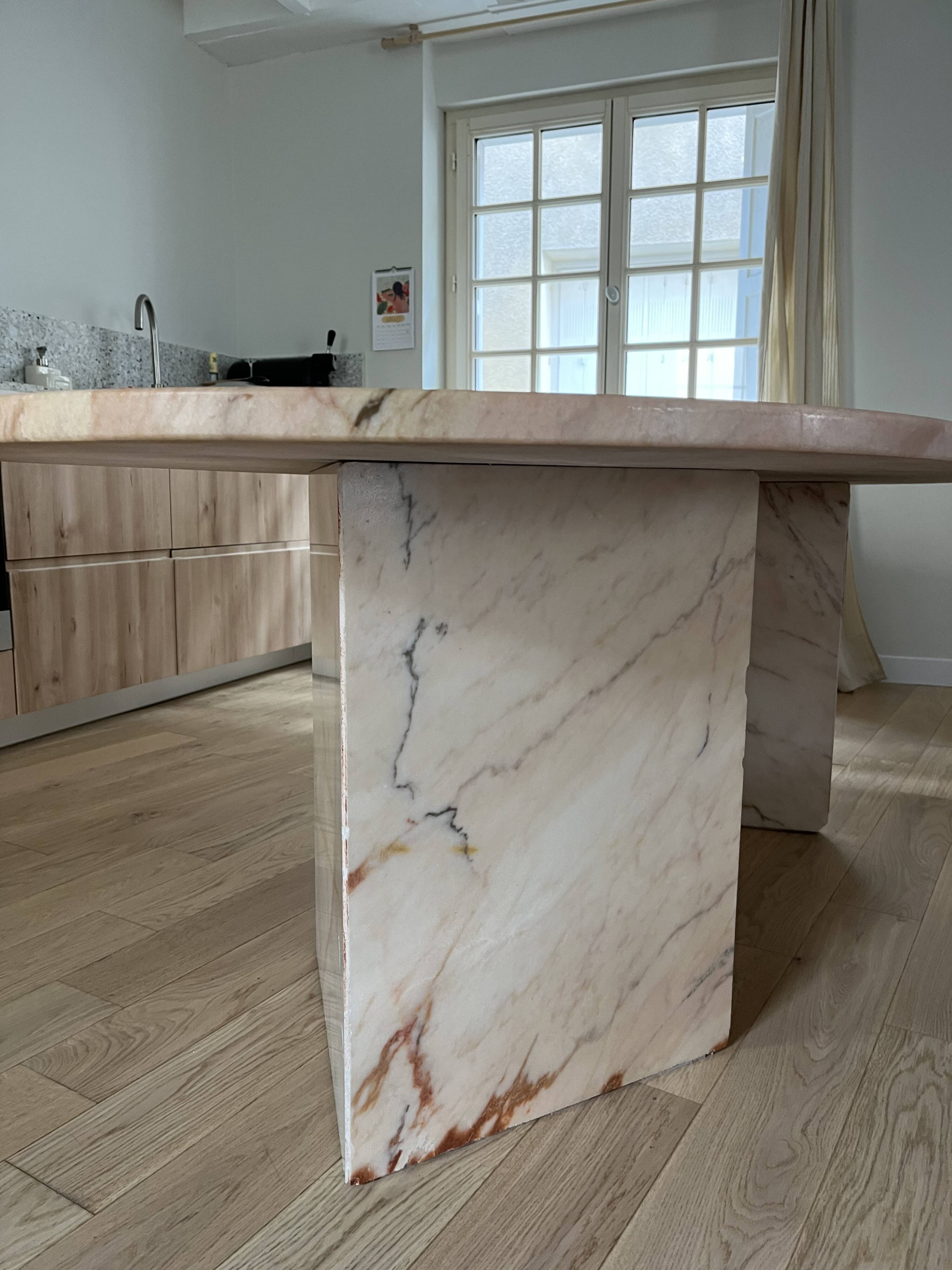 Pink marble table