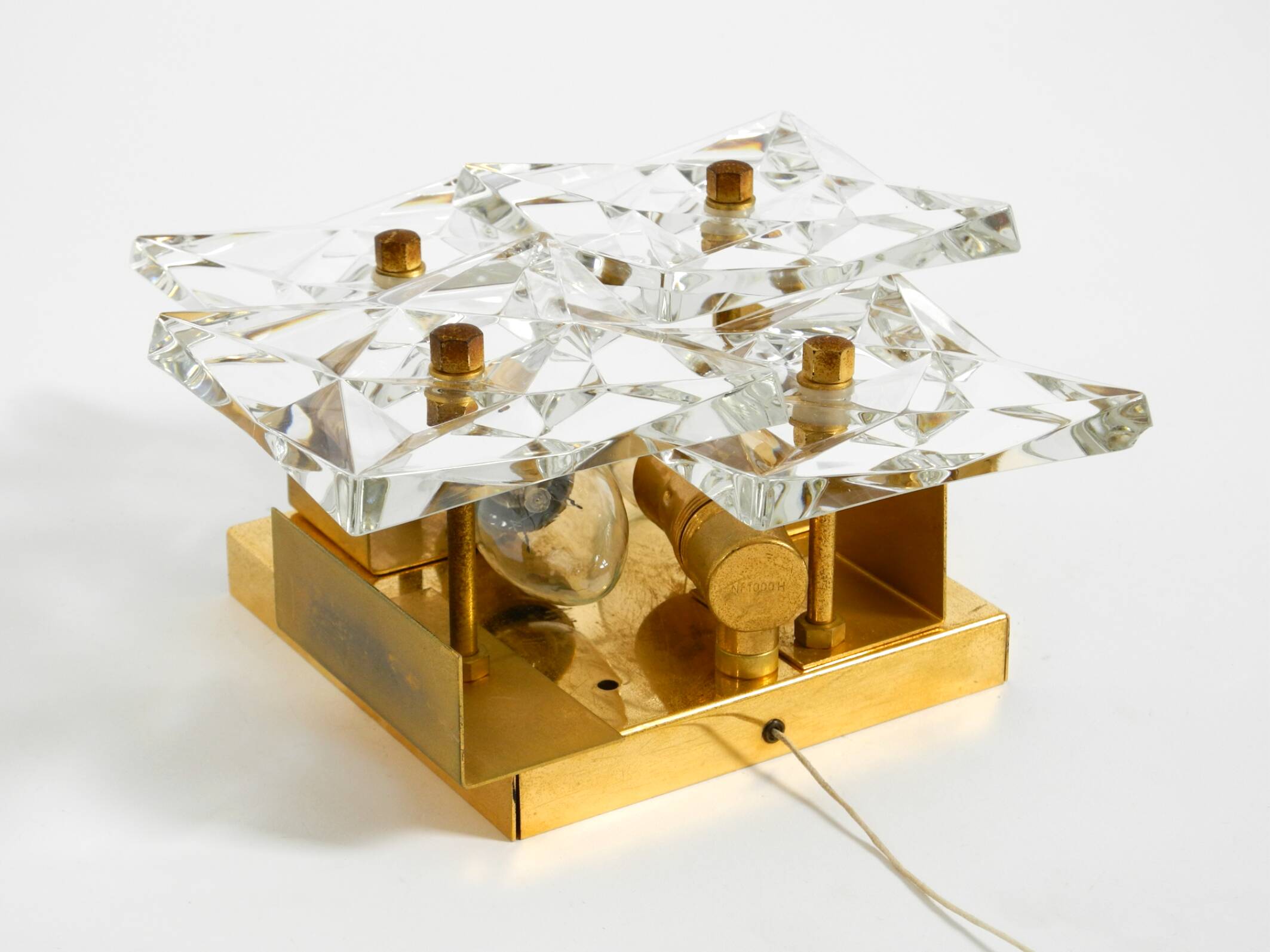 1960s Kinkeldey crystal glass and brass wall lamp in mint condition
