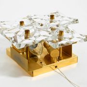 1960s Kinkeldey crystal glass and brass wall lamp in mint condition