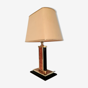 Lampe monteuse décor bois et métal doré