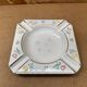 Old ashtray aubecq white enameled metal decor flowers & stars vintage