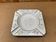 Old ashtray aubecq white enameled metal decor flowers & stars vintage