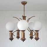 Vintage Copper Pendant Lamp / Hanging Light / Colonial Chandelier 1970's