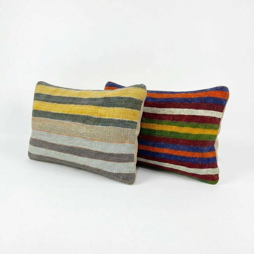 Set of 2 vintage kilim cushion covers 41x61 cm