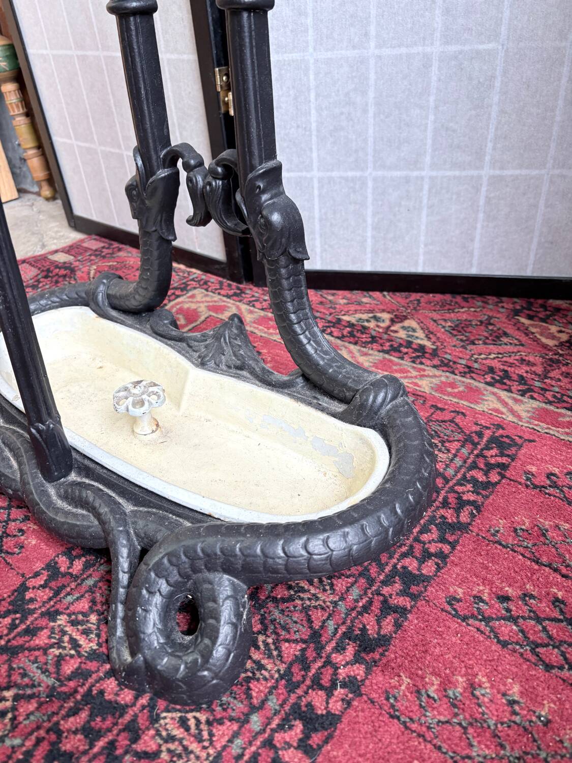 Art Nouveau cast iron coat rack