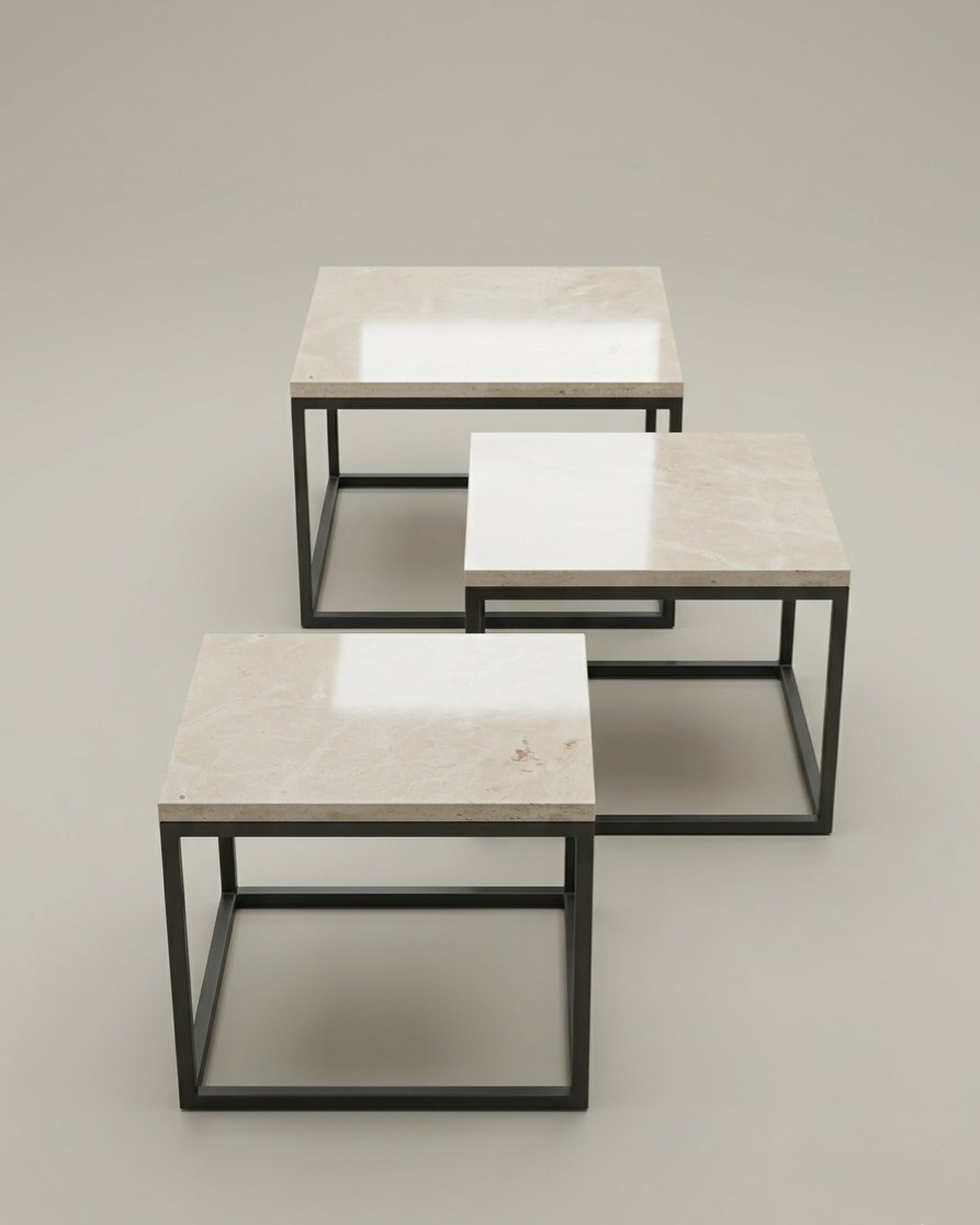 Coffee table 60x60 cream marble