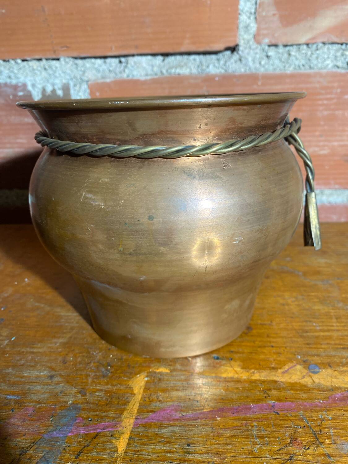 Antique Jean Paul THEVENOT Copper & Brass Planter Made in France Vintage