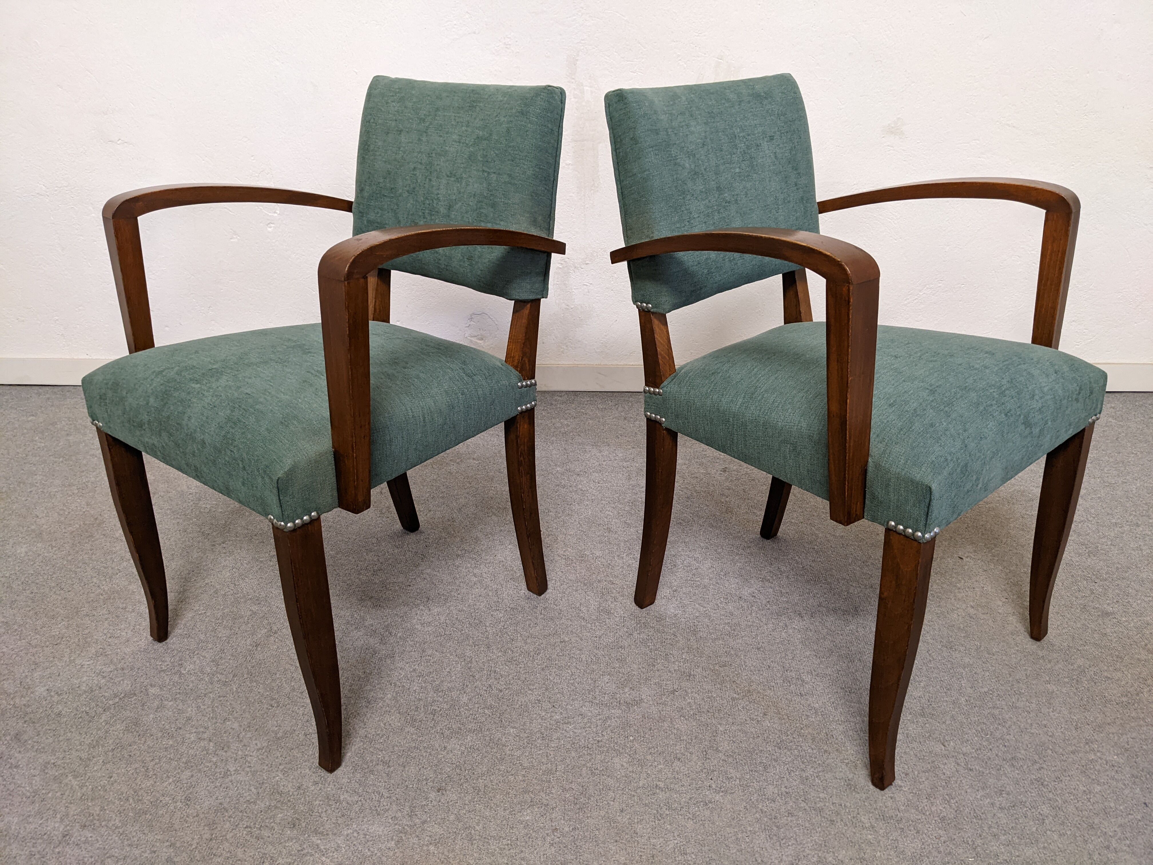 Pair of art deco style bridge armchairs