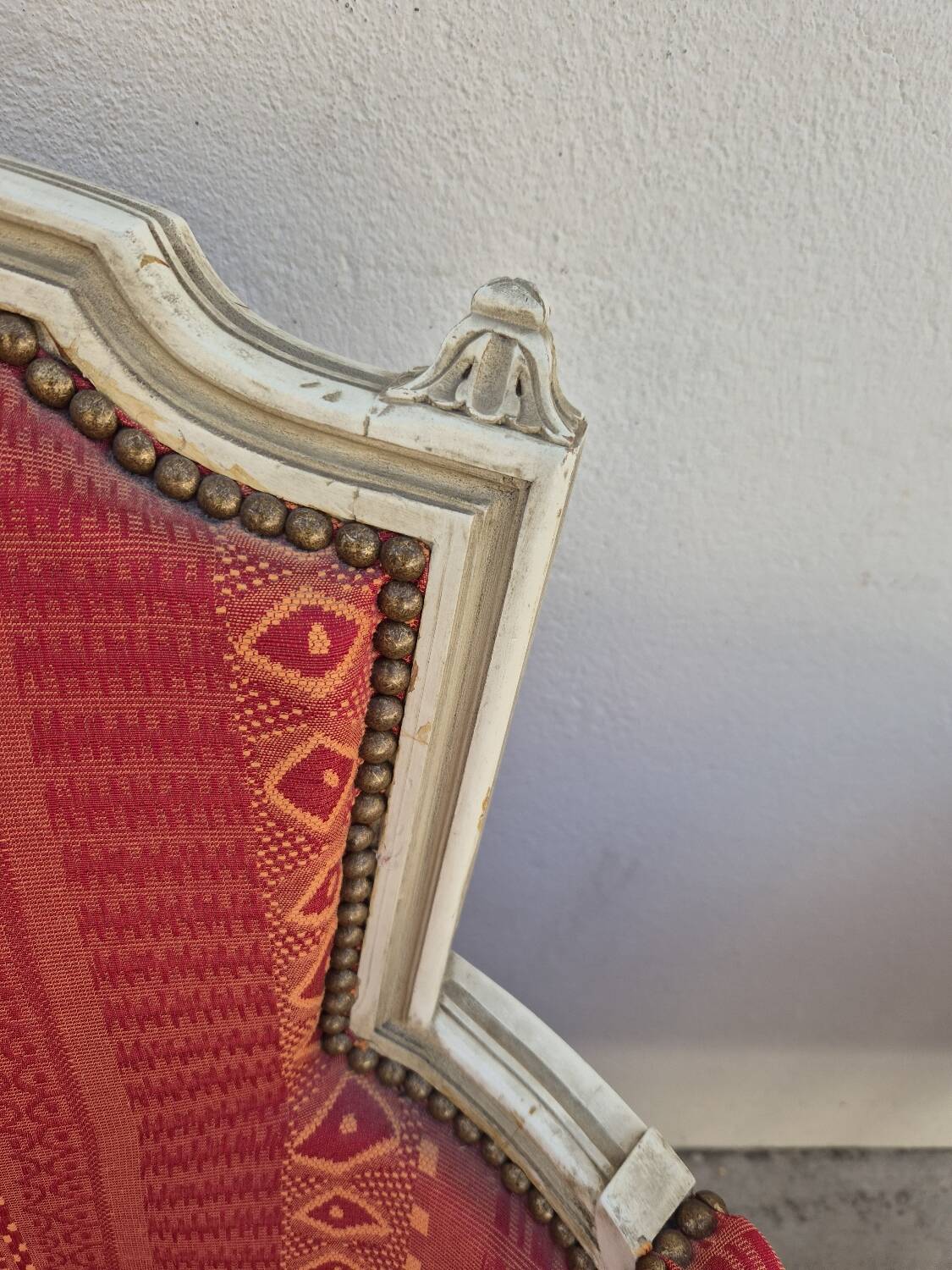 Pair of Louis XVI style bergère armchairs, antique.