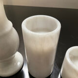 Trio of vintage candle holders in white marble