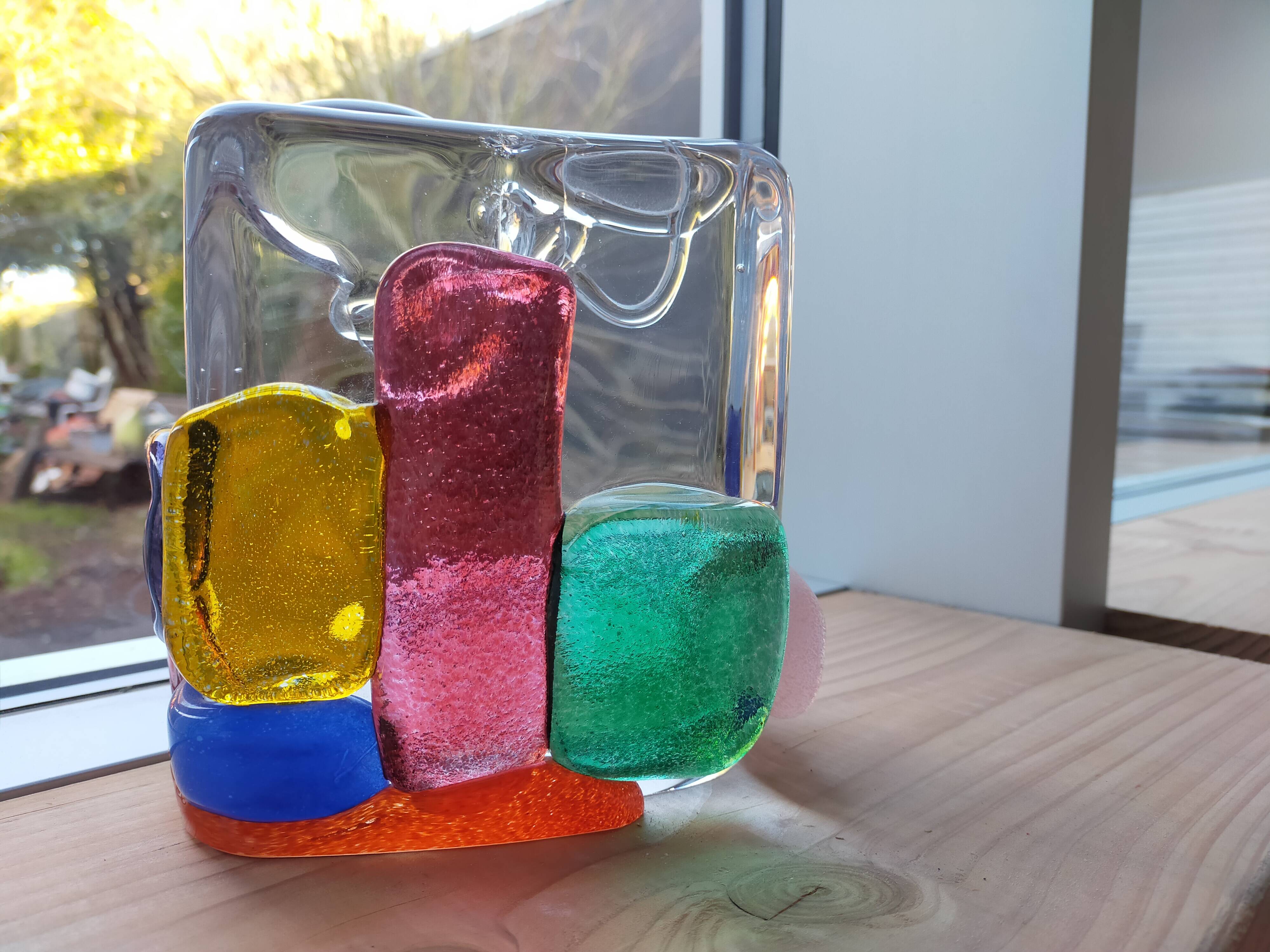 Colored glass sculpture