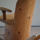 Unique sculptural rocking chair by the Finnish Matti Martikka in solid pine, 1960s.
