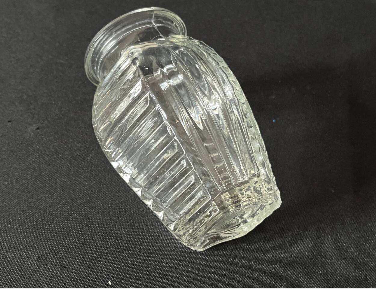 Art Deco geometric pattern glass hyacinth vase, 1930
