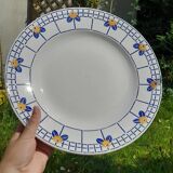 Plat de service Sarreguemines Ribeauville Ocre et bleu