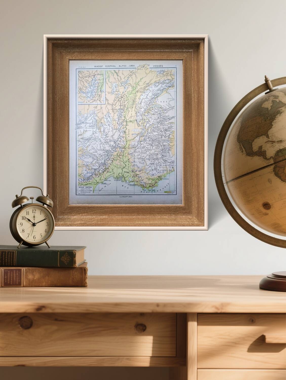 Map of the mountain ranges of France, original printed in 1896