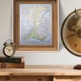 Map of the mountain ranges of France, original printed in 1896