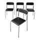 Bauhaus Style Chrome Tubular Steel Chairs, Black Faux Leather, Italian Modernist Dining